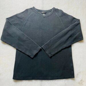 Vintage Y2K Express Mens Black Warm Long Sleeve USA V-Neck Pullover Sweater Sz M